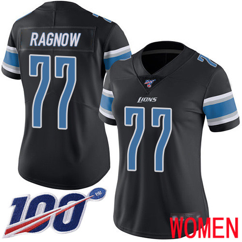 Detroit Lions Limited Black Women Frank Ragnow Jersey NFL Football #77 100th Season Rush Vapor Untouchable->women nfl jersey->Women Jersey